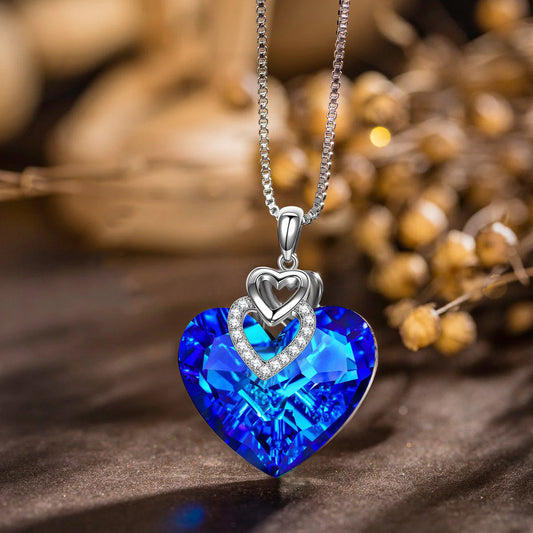 Heart of the Ocean Necklace in Rhodium Plating